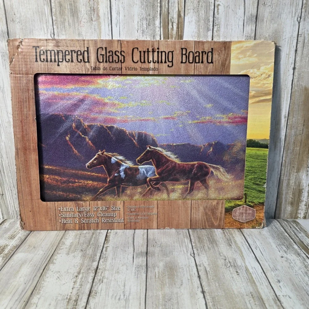 Country Side Products Horse Tempered Glass Cutting Board 12x16 Sunset 40131 NEW